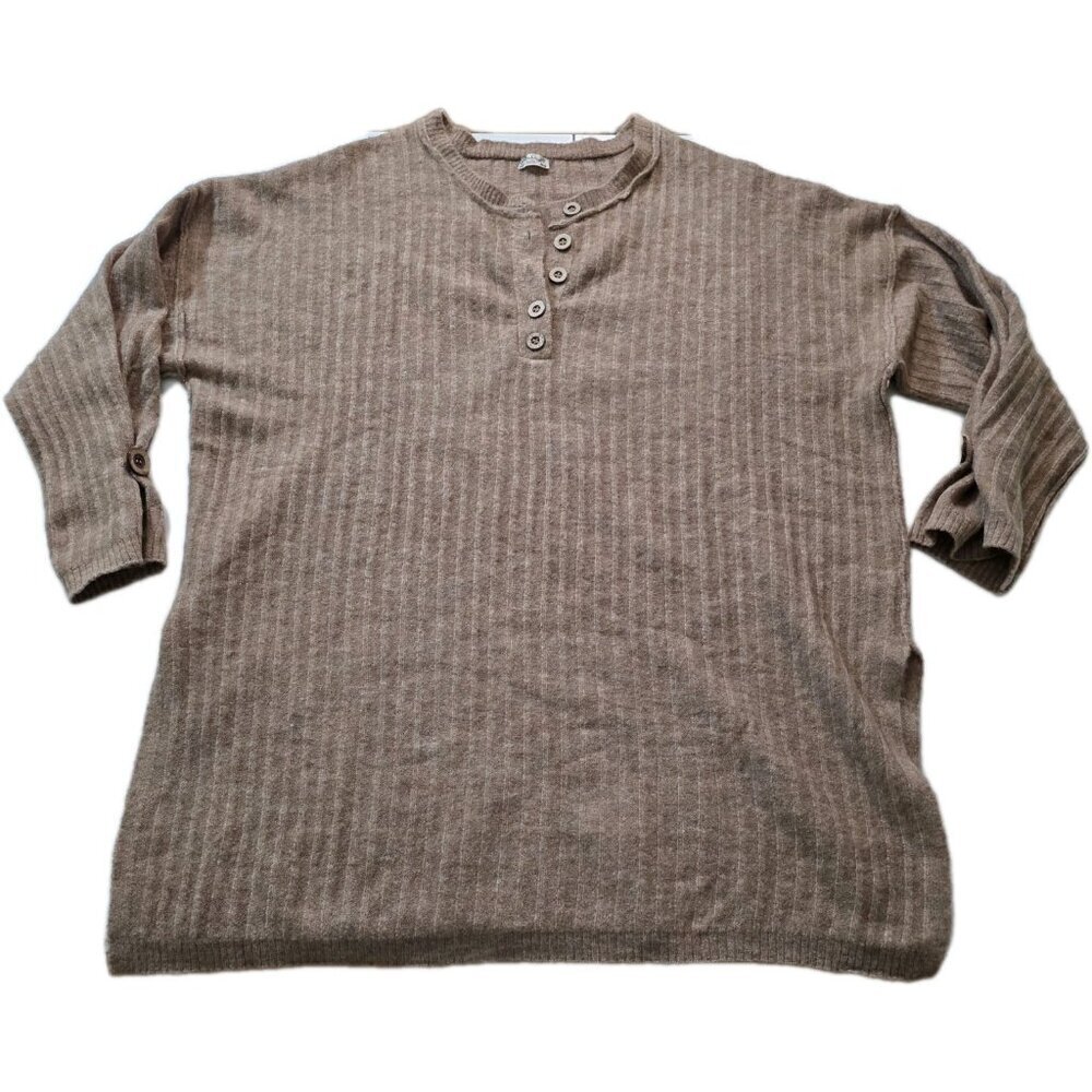 Intimately FP Tunic Sweater Womens L Brown LS Oversized Around The Clock Henley